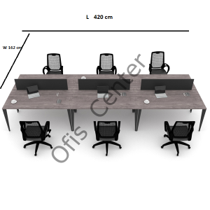 Exen Altı'lı Ayrılabilir Ofis ve Büro W Masa 420X162 cm