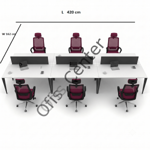 Exen Altı'lı Ayrılabilir Ofis ve Büro W Masa 420X162 cm