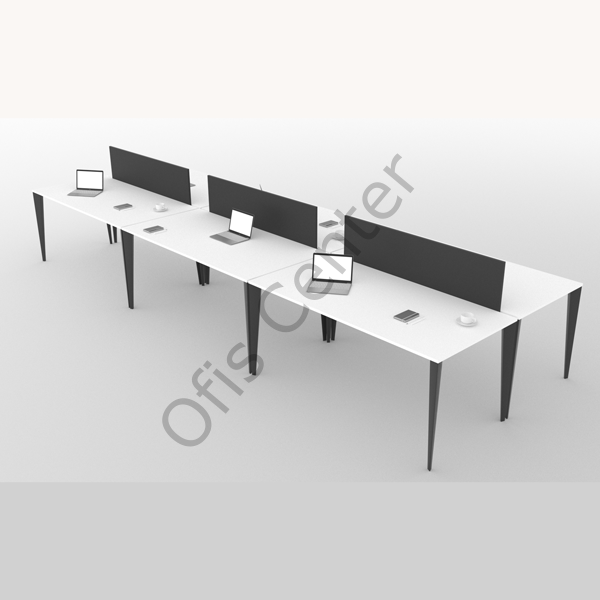 Exen Altı'lı Ayrılabilir Ofis ve Büro W Masa 420X162 cm