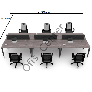 Exen Altı'lı Ayrılabilir Ofis ve Büro W Masa 360X142 cm
