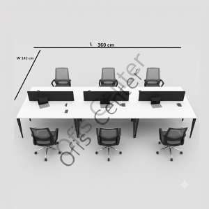 Exen Altı'lı Ayrılabilir Ofis ve Büro W Masa 360X142 cm