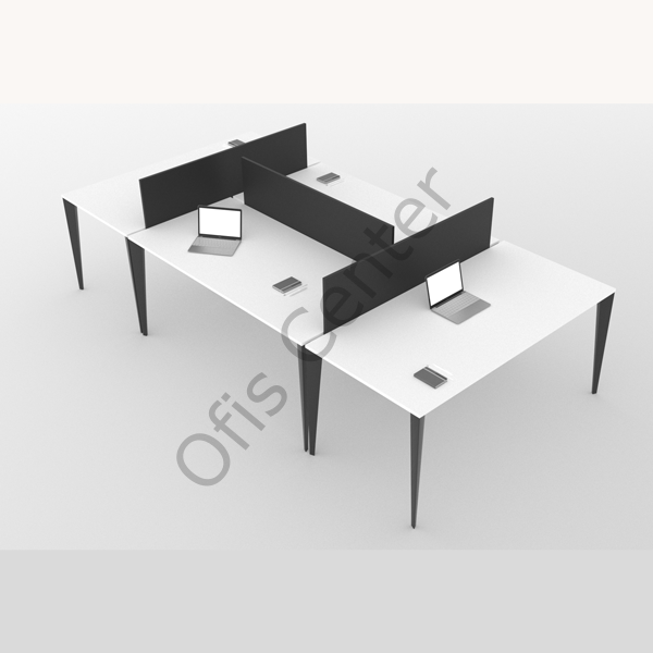 Exen Dört'lü Ayrılabilir W Ofis ve Büro Masası 280X142 cm