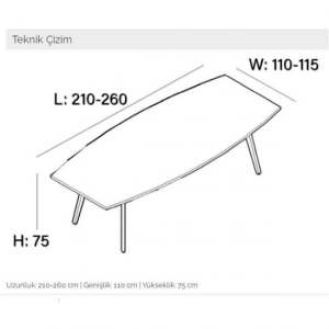 İron Ofis Büro Toplantı Masası 210 cm