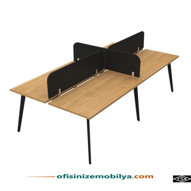 İron Dox Ofis Büro Dört'lü Masa 240 cm Masalı