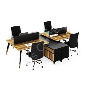Trend Dörtlü Ofis Büro Etejerli Masa