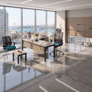 Haks 160 cm Etejerli Ofis Masası | Modern Büro Çalışma Masası