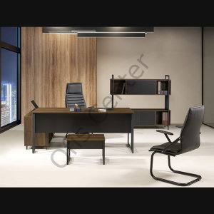 Beliz Ofis Büro Etejerli Yönetici Takımı 200 cm Masalı