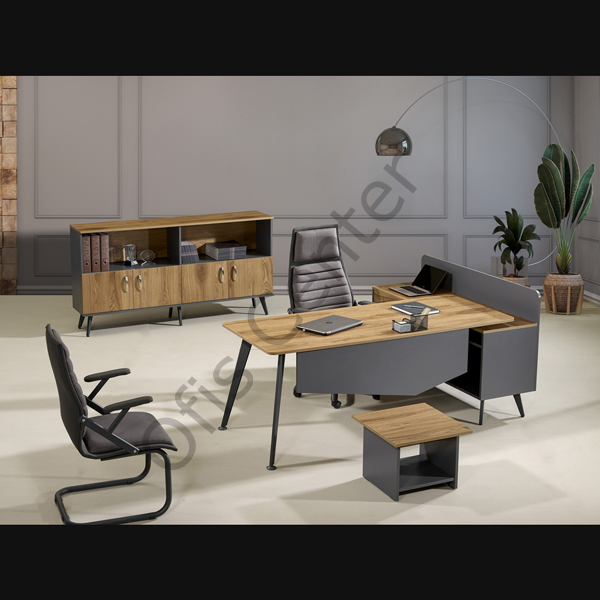 Mira Etajerli Ofis ve Büro Masa Takımı 200 cm Masalı