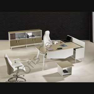 Mira Etajerli Ofis ve Büro Masa Takımı 200 cm Masalı