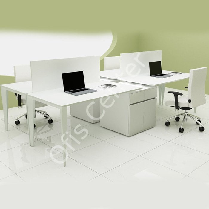 Exen Dörtlü Kesonlu Ofis ve Büro Masa 260X140