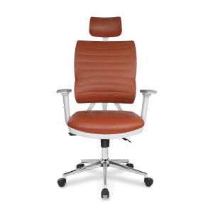 Jumbo Beyaz Gövde Deri Döşemeli Çalışma Koltuk