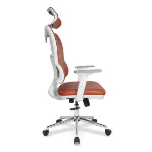 Jumbo Beyaz Gövde Deri Döşemeli Çalışma Koltuk