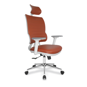 Jumbo Beyaz Gövde Deri Döşemeli Çalışma Koltuk