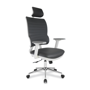 Jumbo Beyaz Gövde Deri Döşemeli Çalışma Koltuk