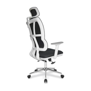 Jumbo Yarım Derili ve Fileli Beyaz Gövdeli Çalışma Koltuk