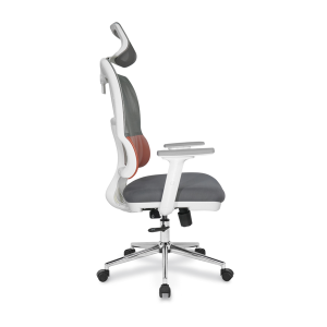 Jumbo Yarım Derili ve Fileli Beyaz Gövdeli Çalışma Koltuk