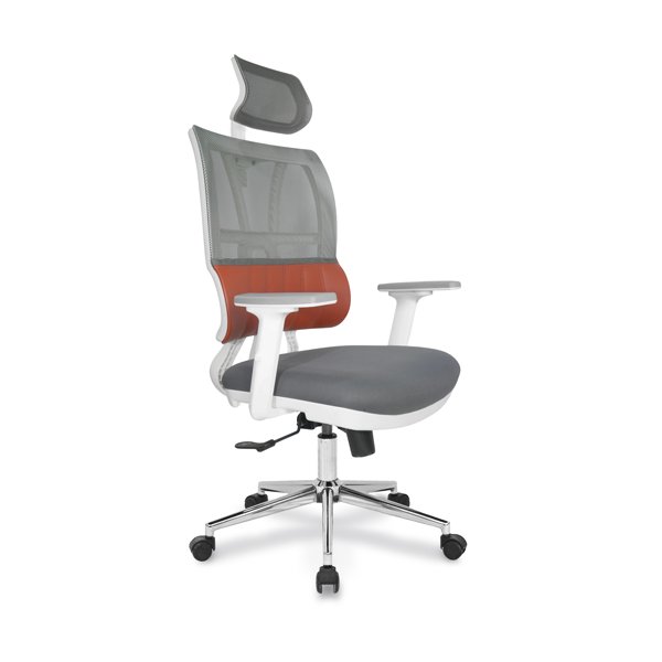 Jumbo Yarım Derili ve Fileli Beyaz Gövdeli Çalışma Koltuk