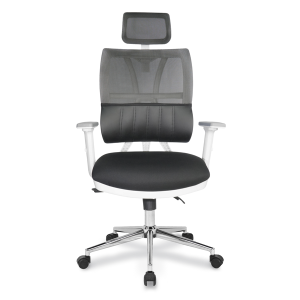 Jumbo Yarım Derili ve Fileli Beyaz Gövdeli Çalışma Koltuk