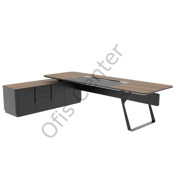 Tefen Ofis ve Büro Etejerli Ahşap Takım 220 cm Masalı