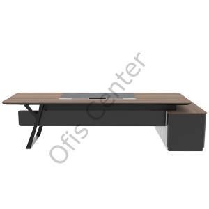 Tefen Ofis ve Büro Etejerli Ahşap Takım 220 cm Masalı