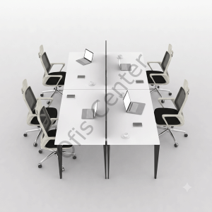 Exen Ofis Büro Dört'lü Ayrılabilir W Masa 280X142 cm