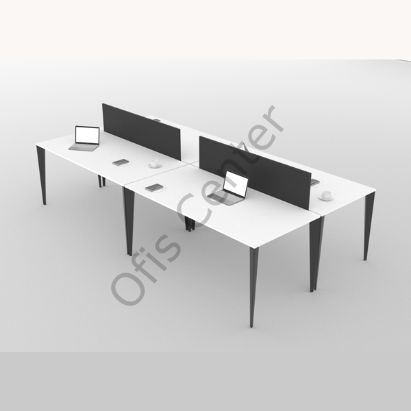 Exen Ofis Büro Dört'lü Ayrılabilir W Masa 280X142 cm