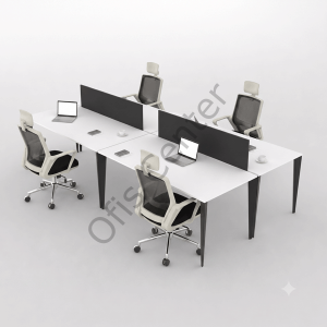 Exen Ofis Büro Dört'lü Ayrılabilir W Masa 280X142 cm