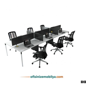 Titan Altılı Ofis Büro Masa 360 cm Masalı