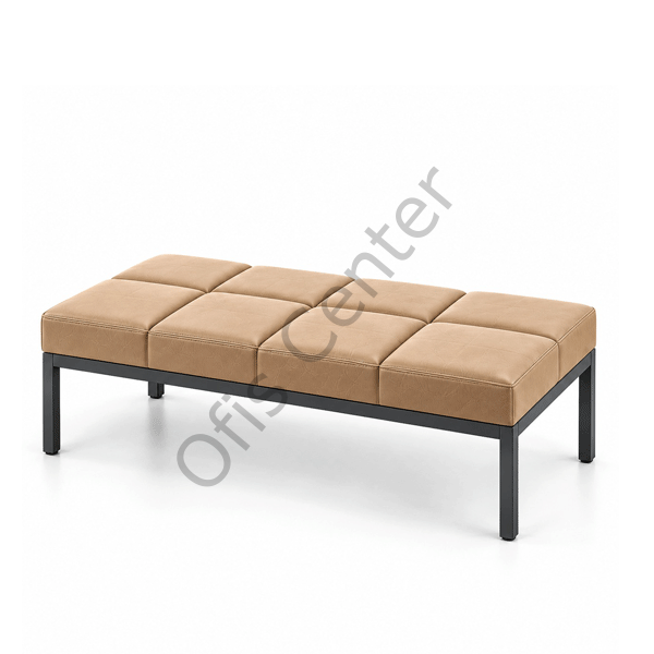 Seri İkili Puf 100x50x45h | Metal Ayaklı Modern Ofis & Bekleme Bankı