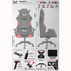 Samurai SS Kumaş Kırçıllı Siyah Kumaş Profesyonel Oyuncu Koltuğu